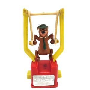 Vintage Yogi Bear Ticky Trapeze Push Button Acrobat 1960s Toy Works